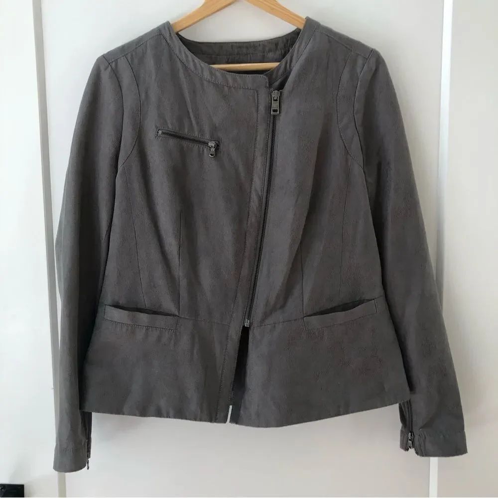 DKNY faux suede asymmetrical zip jacket women’s size M